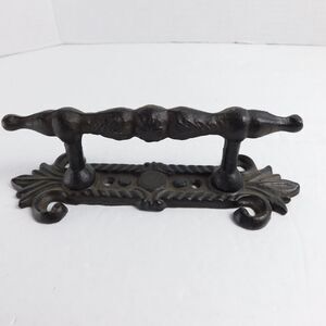 Vintage Cast Iron Door Handle Pull Large 7" Ornate Heavy Hardware Gothic Rustic